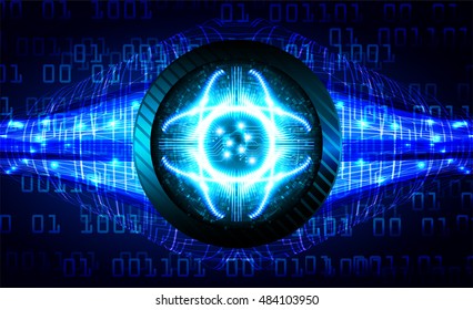 future technology, blue eye cyber security concept background, abstract hi speed digital internet.motion move speed blur