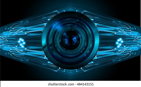 future technology, blue eye cyber security concept background, abstract hi speed digital internet.motion move speed blur