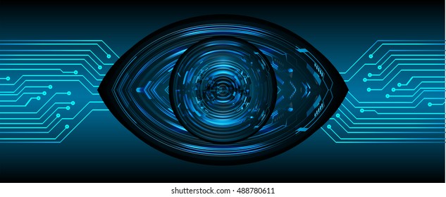 future technology, blue eye cyber security concept background, abstract hi speed digital internet.motion move speed blur. eyeball vector