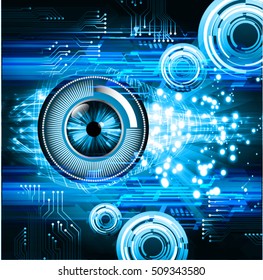 future technology, blue eye cyber security concept background, abstract hi speed digital internet.motion move speed blur. pixel eyeball vector.