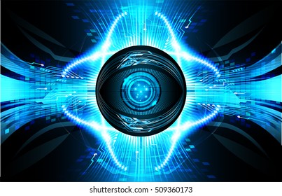 future technology, blue eye cyber security concept background, abstract hi speed digital internet.motion move speed blur. pixel eyeball