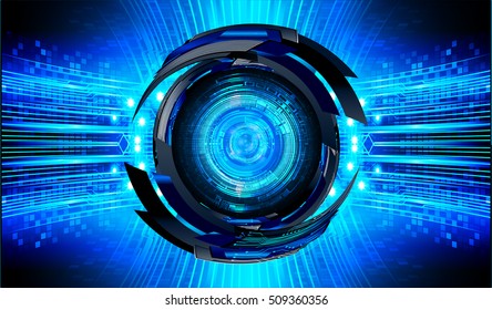 future technology, blue eye cyber security concept background, abstract hi speed digital internet.motion move speed blur. pixel eyeball