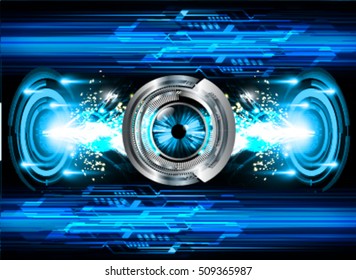 future technology, blue eye cyber security concept background, abstract hi speed digital internet.motion move speed blur. pixel eyeball wave