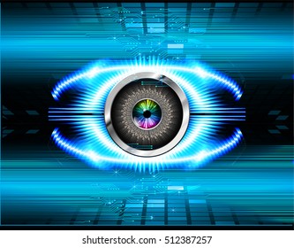 future technology, blue eye cyber security concept background, abstract hi speed digital internet.motion move speed blur. pixel eyeball vector