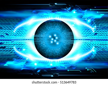 future technology, blue eye cyber security concept background, abstract hi speed digital internet.motion move speed blur. pixel eyeball vector