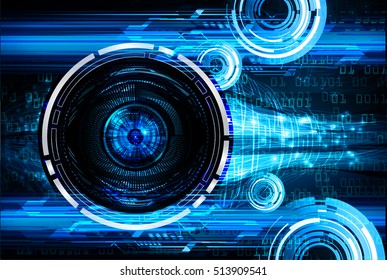 future technology, blue eye cyber security concept background, abstract hi speed digital internet.motion move speed blur. pixel eyeball vector