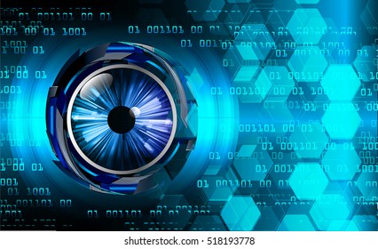 future technology, blue eye cyber security concept background, abstract hi speed digital internet.motion move speed blur. pixel . Hexagonal grid eyeball vector