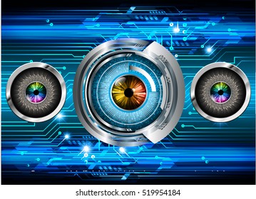 future technology, blue eye cyber security concept background, abstract hi speed digital internet.motion move speed blur. pixel. vector. eyeball