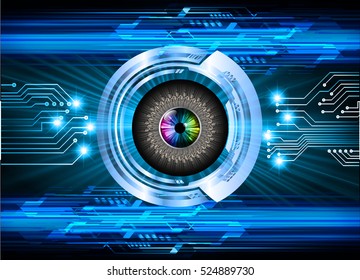 future technology, blue eye cyber security concept background, abstract hi speed digital internet.motion move speed blur. pixel eyeball. vector