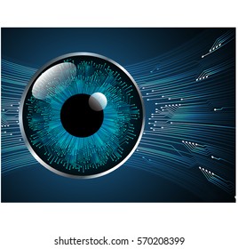 future technology, blue eye cyber security concept background, abstract hi speed digital internet.motion move speed blur