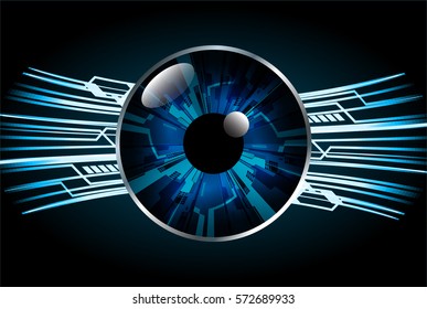 future technology, blue eye cyber security concept background, abstract hi speed digital internet.motion move blur. pixel eyeball. vector