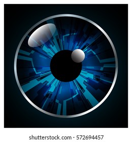 future technology, blue eye cyber security concept background, abstract hi speed digital internet.motion move blur. pixel eyeball. vector