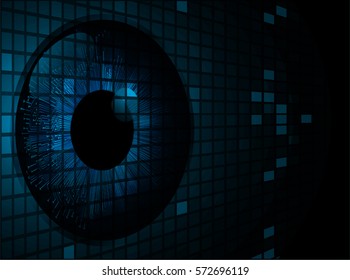 future technology, blue eye cyber security concept background, abstract hi speed digital internet.motion move blur. pixel eyeball. vector