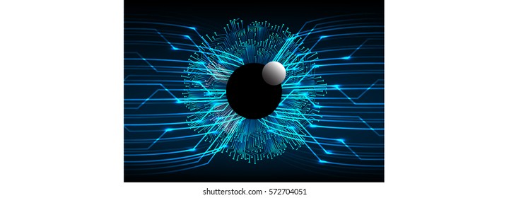 future technology, blue eye cyber security concept background, abstract hi speed digital internet.motion move blur. pixel eyeball. vector