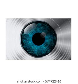 future technology, blue eye cyber security concept background, abstract hi speed digital internet.motion move blur. pixel eyeball. vector