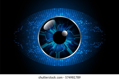 future technology, blue eye cyber security concept background, abstract hi speed digital internet.motion move blur. pixel eyeball. vector