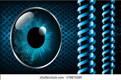 future technology, blue eye cyber security concept background, abstract hi speed digital internet.motion move blur. pixel eyeball. vector