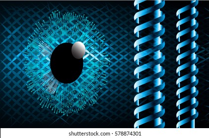 future technology, blue eye cyber security concept background, abstract hi speed digital internet.motion move blur. pixel eyeball. vector