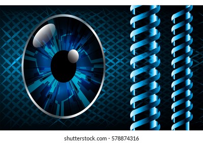 future technology, blue eye cyber security concept background, abstract hi speed digital internet.motion move blur. pixel eyeball. vector