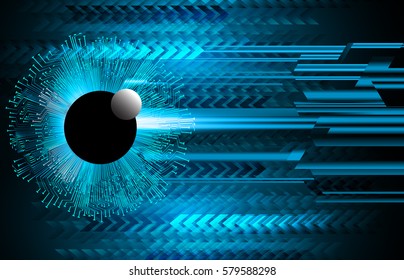 future technology, blue eye cyber security concept background, abstract hi speed digital internet.motion move blur. arrow vector