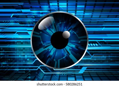 future technology, blue eye cyber security concept background, abstract hi speed digital internet.motion move blur. vector