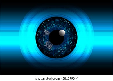 future technology, blue eye cyber security concept background, abstract hi speed digital internet.motion move blur. pixel . vector. eyeball