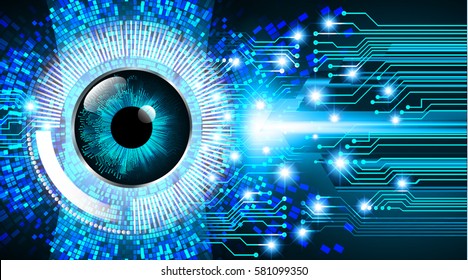 future technology, blue eye cyber security concept background, abstract hi speed digital internet.motion move blur. pixel . vector. eyeball