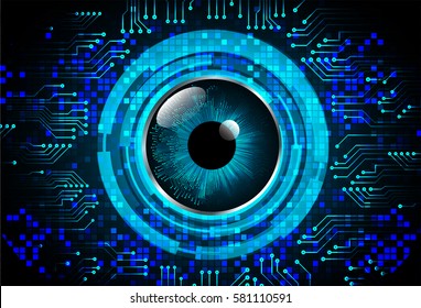 future technology, blue eye cyber security concept background, abstract hi speed digital internet.motion move blur. pixel . vector. eyeball