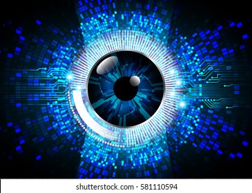 future technology, blue eye cyber security concept background, abstract hi speed digital internet.motion move blur. pixel . vector. eyeball