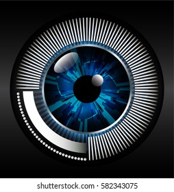 future technology, blue eye cyber security concept background, abstract hi speed digital internet.motion move blur. pixel eyeball. vector