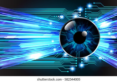 future technology, blue eye cyber security concept background, abstract hi speed digital internet.motion move blur. pixel eyeball. vector
