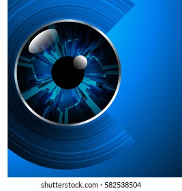 future technology, blue eye cyber security concept background, abstract hi speed digital internet.motion move blur. pixel eyeball. vector