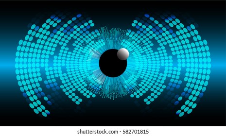 future technology, blue eye cyber security concept background, abstract hi speed digital internet.motion move blur. pixel . vector. eyeball