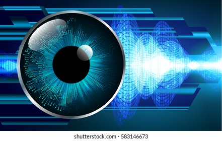 future technology, blue eye cyber security concept background, abstract hi speed digital internet.motion move blur. pixel . wave vector. eyeball