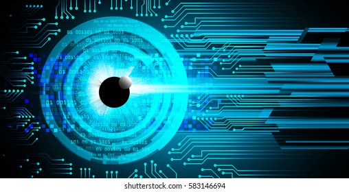 future technology, blue eye cyber security concept background, abstract hi speed digital internet.motion move blur. pixel . vector. eyeball