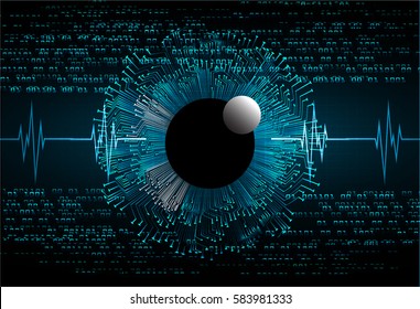 future technology, blue eye cyber security concept background, abstract hi speed digital internet.motion move blur. pixel . wave vector. eyeball. EKG