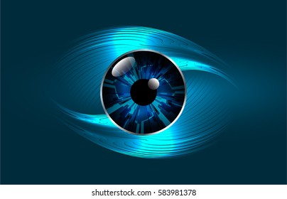 future technology, blue eye cyber security concept background, abstract hi speed digital internet.motion move blur. pixel . vector. eyeball