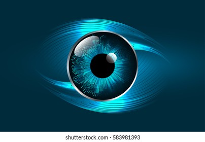 future technology, blue eye cyber security concept background, abstract hi speed digital internet.motion move blur. pixel . vector. eyeball