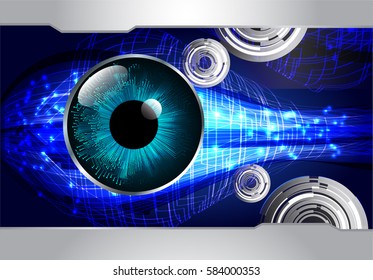 future technology, blue eye cyber security concept background, abstract hi speed digital internet.motion move blur. pixel . vector. eyeball