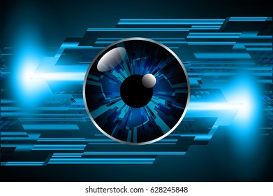 future technology, blue eye cyber security concept background, abstract hi speed digital internet.motion move blur. pixel. vector