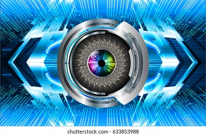 future technology, blue eye cyber security concept background, abstract hi speed digital internet.motion move blur. pixel. vector