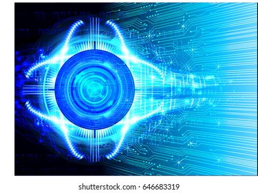 future technology, blue eye cyber security concept background, abstract hi speed digital internet.motion move blur. pixel. vector