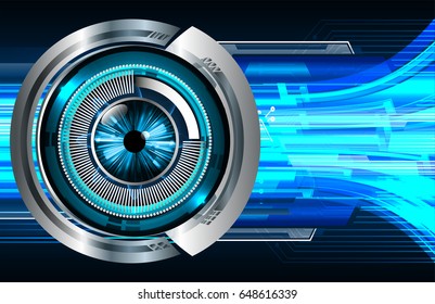 future technology, blue eye cyber security concept background, abstract hi speed digital internet.motion move blur. pixel. vector