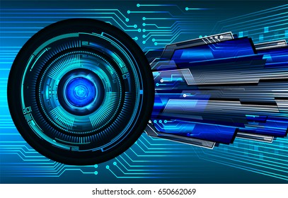future technology, blue eye cyber security concept background, abstract hi speed digital internet. vector