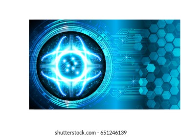 future technology, blue eye cyber security concept background, abstract hi speed digital internet. vector
