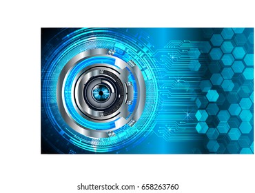 future technology, blue eye cyber security concept background, abstract hi speed digital internet.motion move blur. pixel. vector