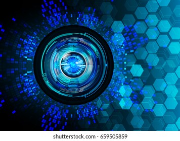 future technology, blue eye cyber security concept background, abstract hi speed digital internet.motion move blur. pixel. vector
