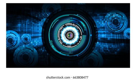 future technology, blue eye cyber security concept background, abstract hi speed digital internet.motion move blur. pixel. vector