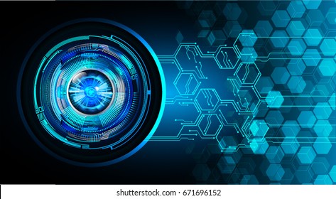 future technology, blue eye cyber security concept background, abstract hi speed digital internet.motion move blur. pixel. vector