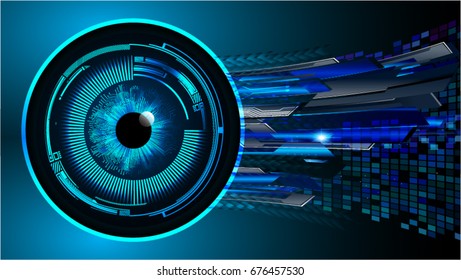 future technology, blue eye cyber security concept background, abstract hi speed digital internet.motion move blur. pixel. vector